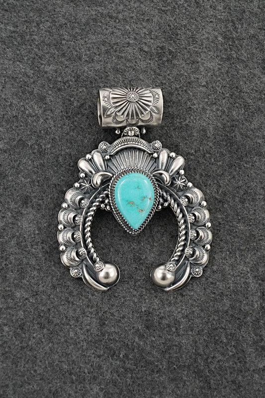 Turquoise & Sterling Silver Naja Pendant - Delbert Gordon