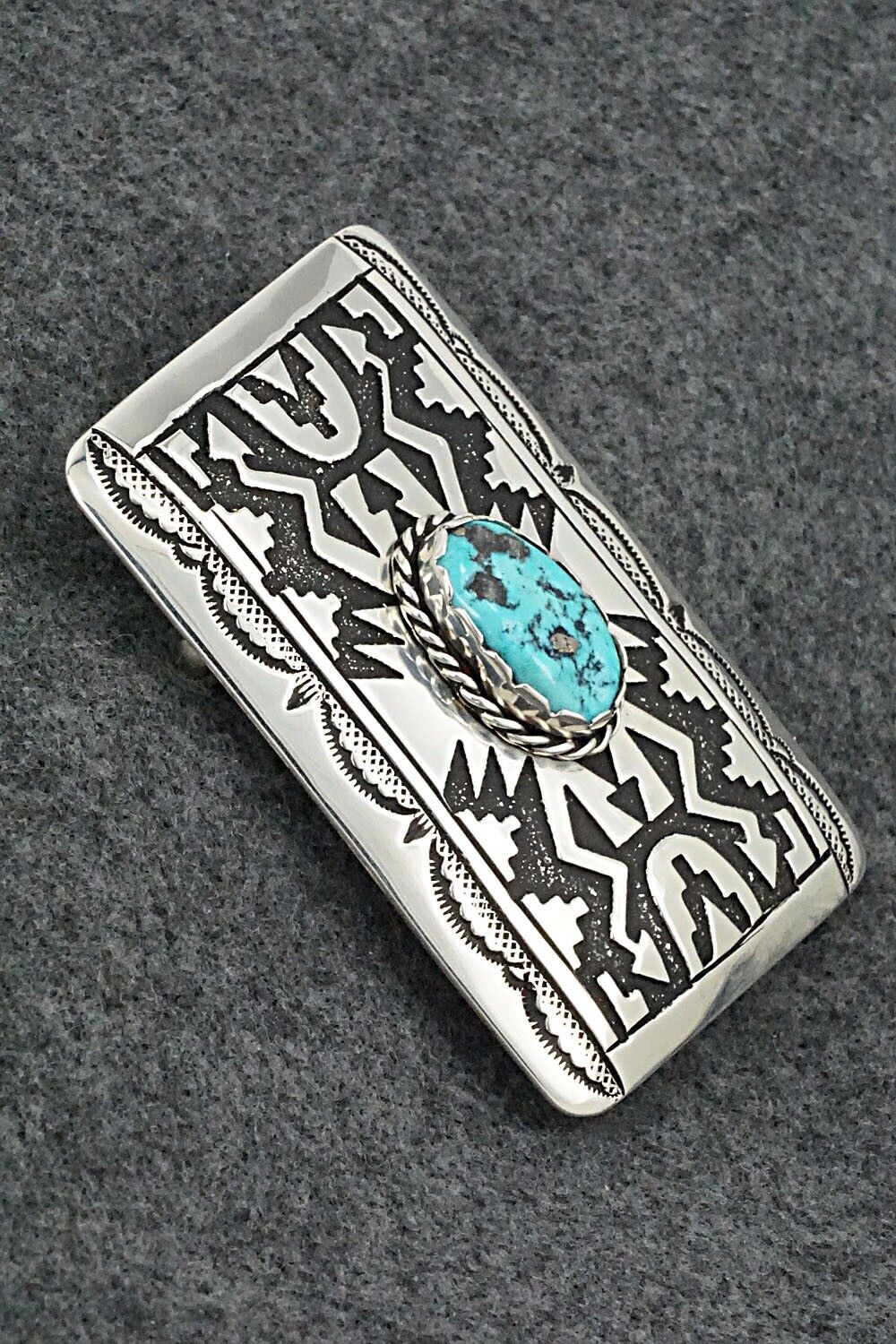 Turquoise & Sterling Silver Belt Buckle - Rosita Singer