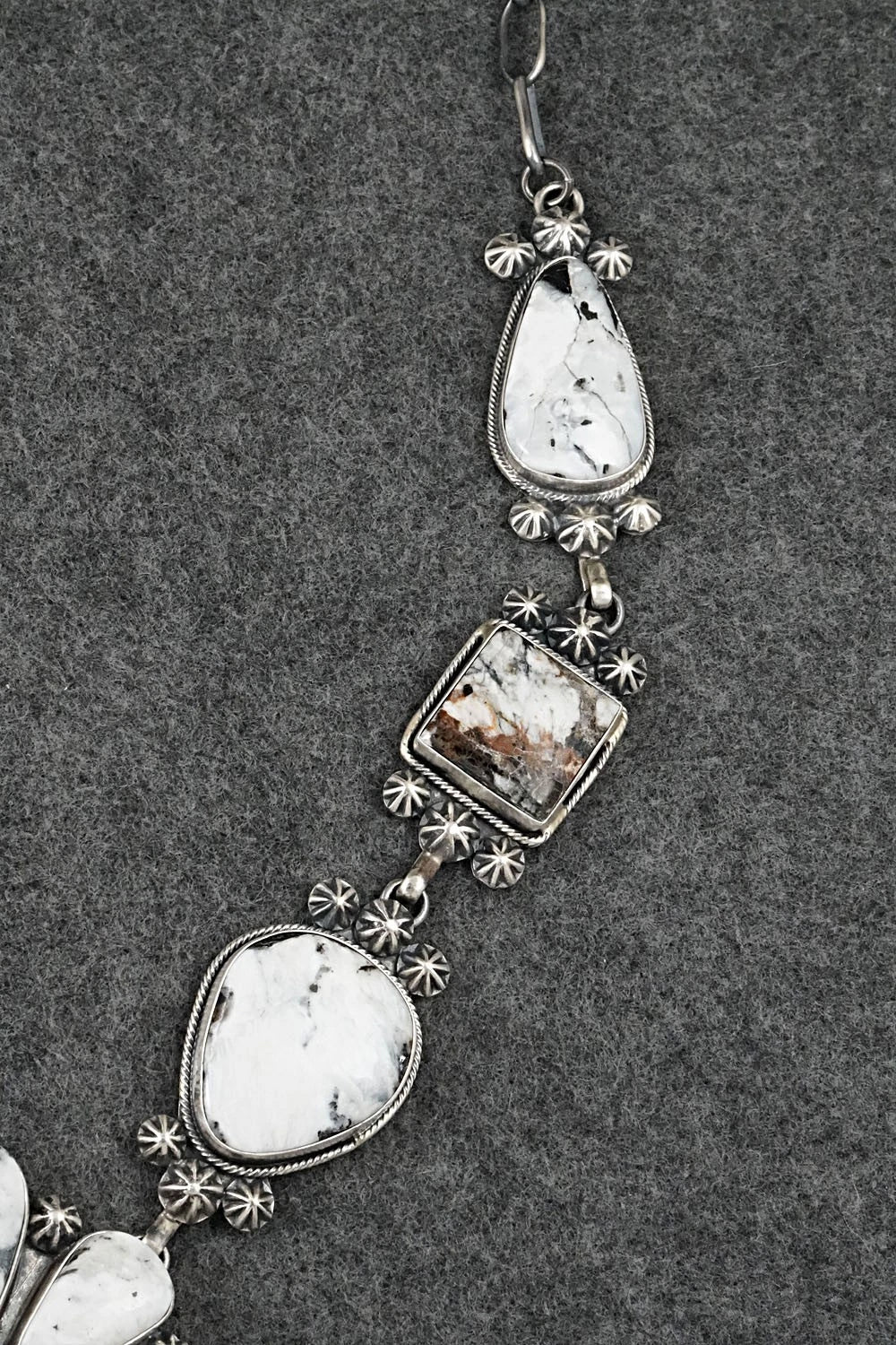 White Buffalo & Sterling Silver Necklace and Earrings Set - Paul Livingston