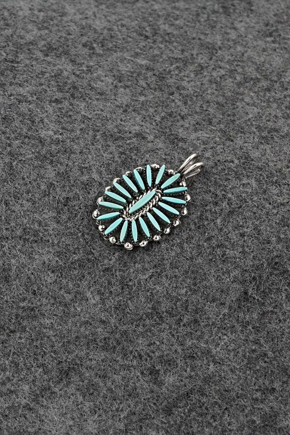 Turquoise & Sterling Silver Pendant - Fritzon Owaleon
