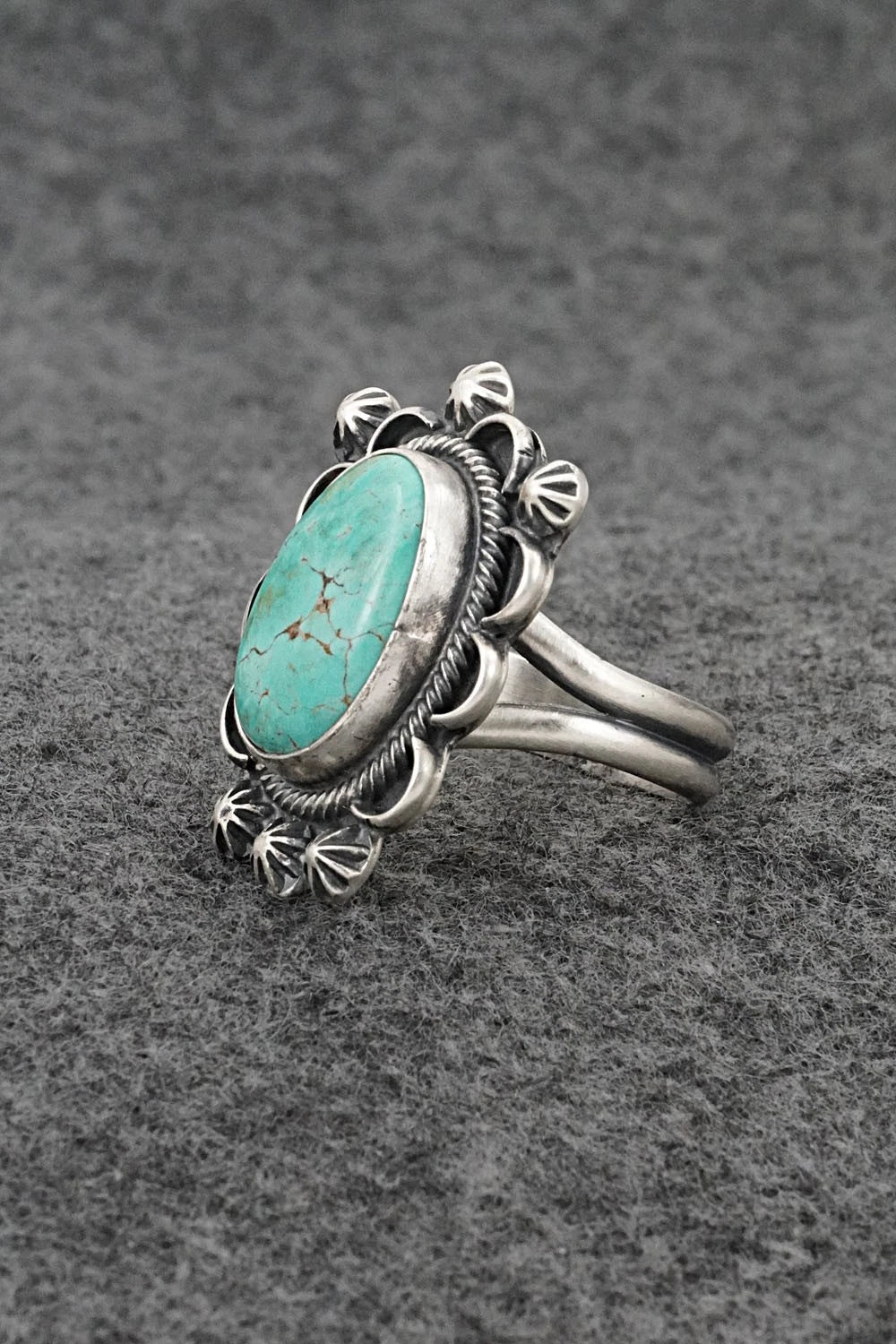 Turquoise & Sterling Silver Ring - Bobby Johnson - Size Adjustable
