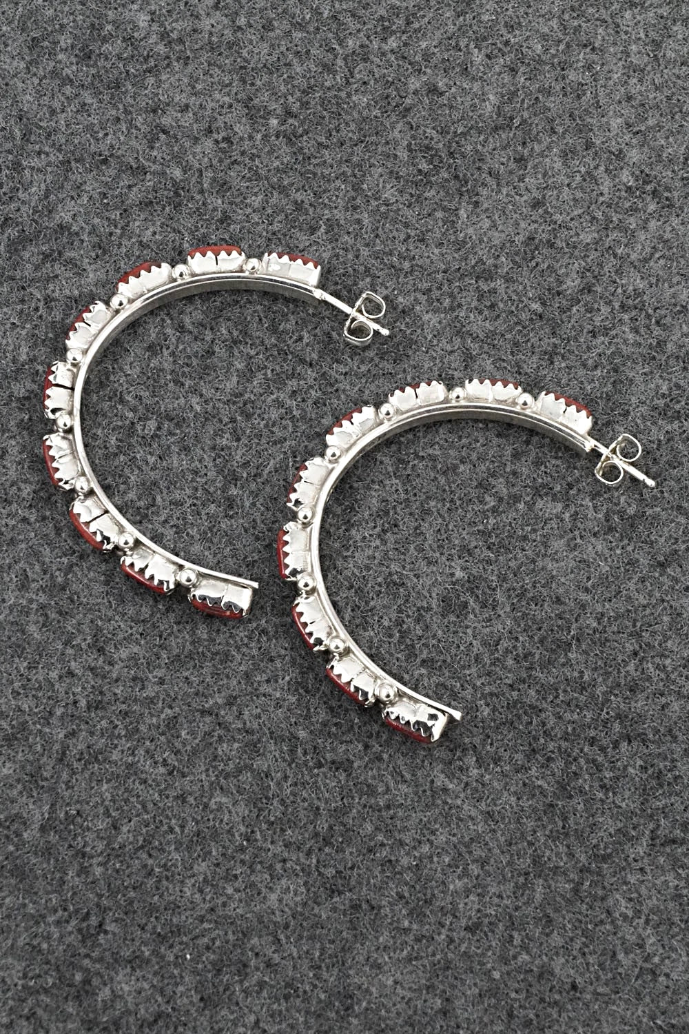 Coral & Sterling Silver Earrings - Murray Hannaweeka