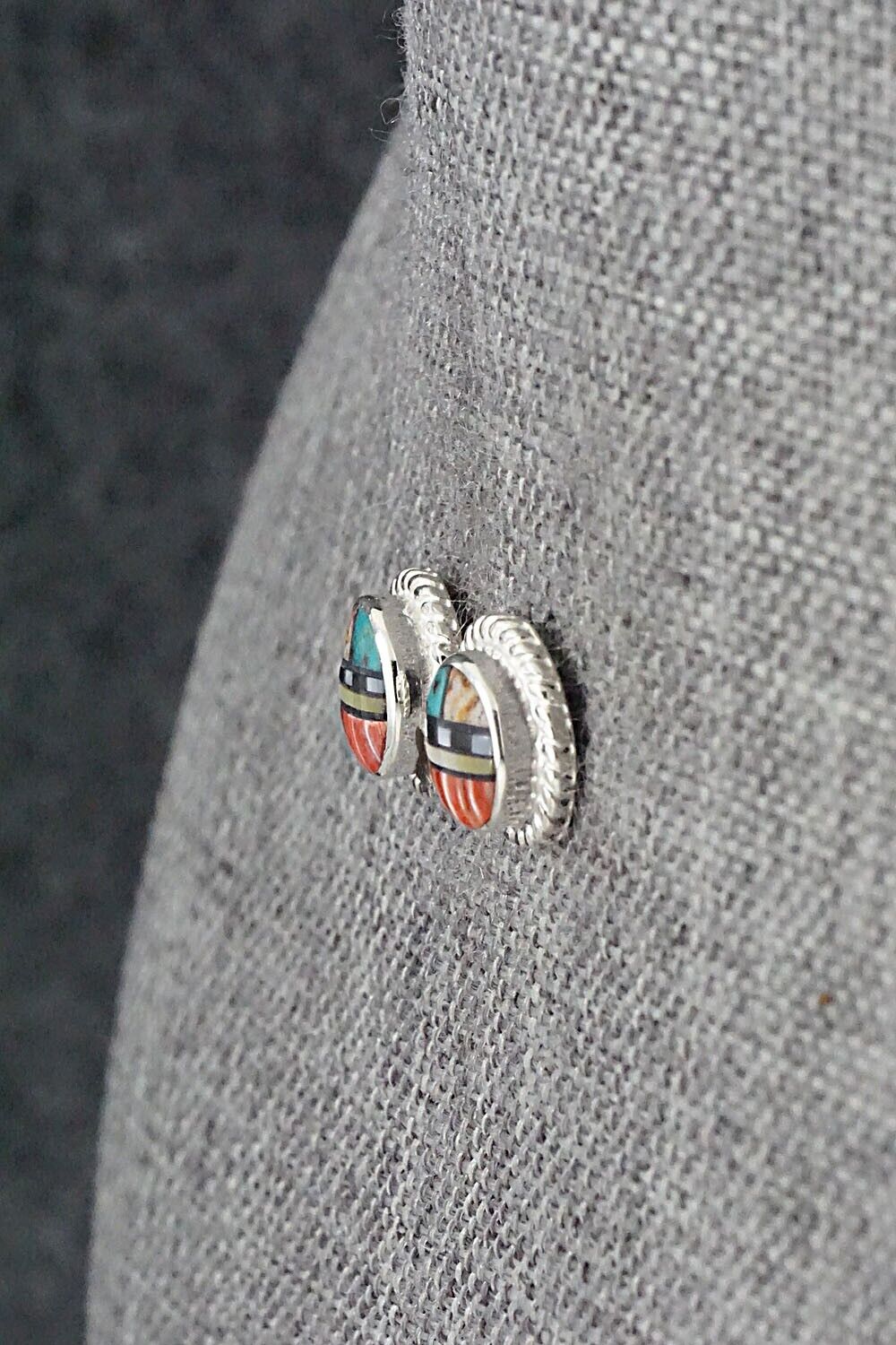 Multi-Stone & Sterling Silver Earrings - Delbert Kallestewa Jr.