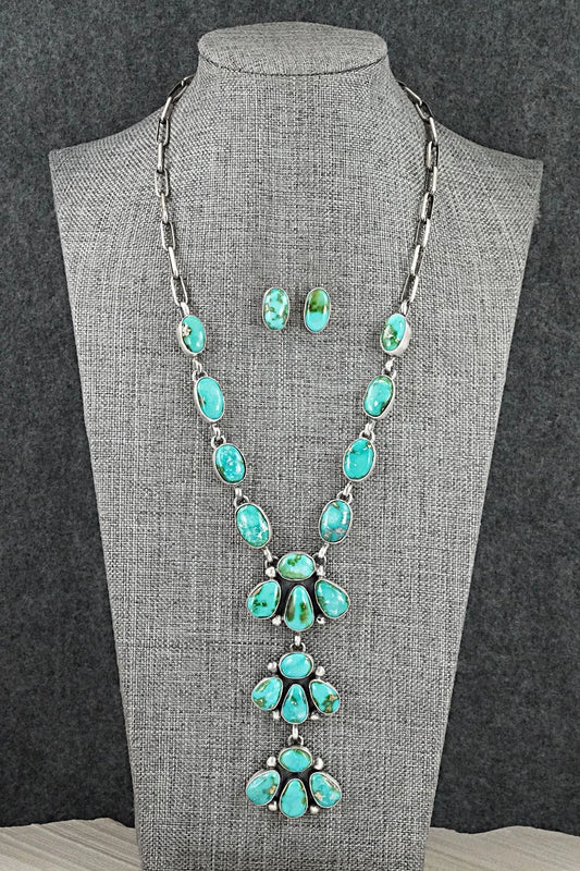 Turquoise & Sterling Silver Necklace and Earrings Set - Darrin Livingston