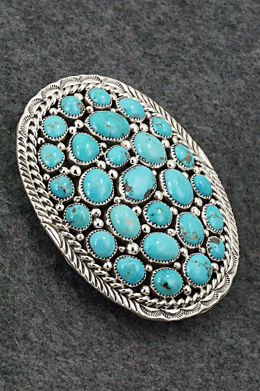 Turquoise & Sterling Silver Belt Buckle - Marlene Haley