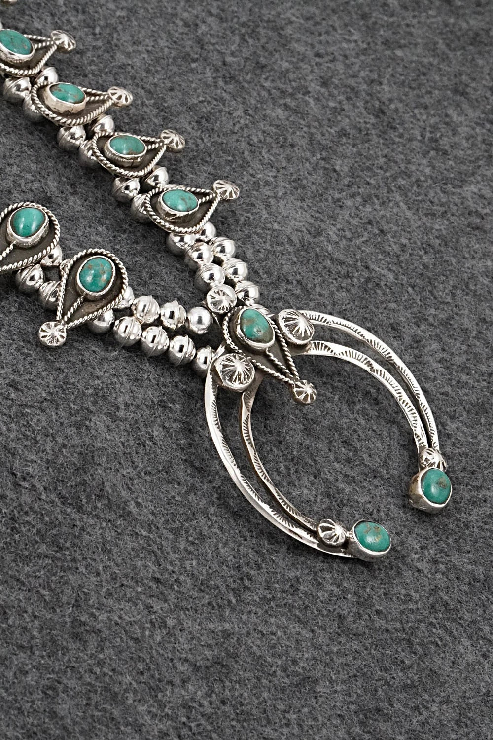 Turquoise & Sterling Silver Squash Blossom Set - Priscilla Reeder