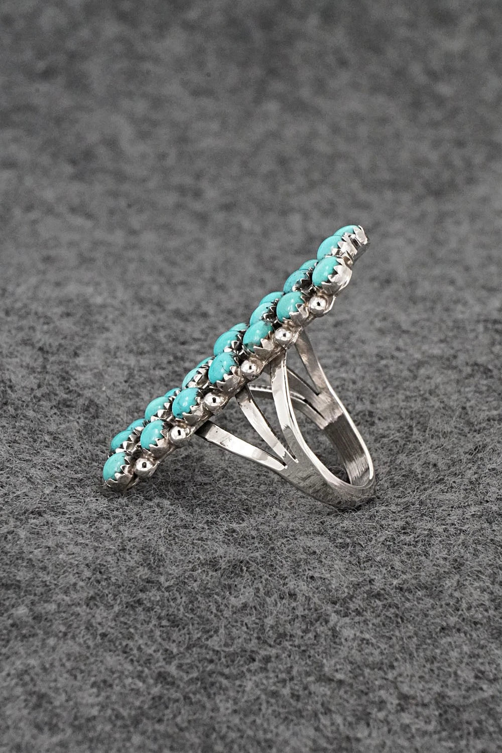 Turquoise & Sterling Silver Ring - Kenny Lonjose - Size 7.5