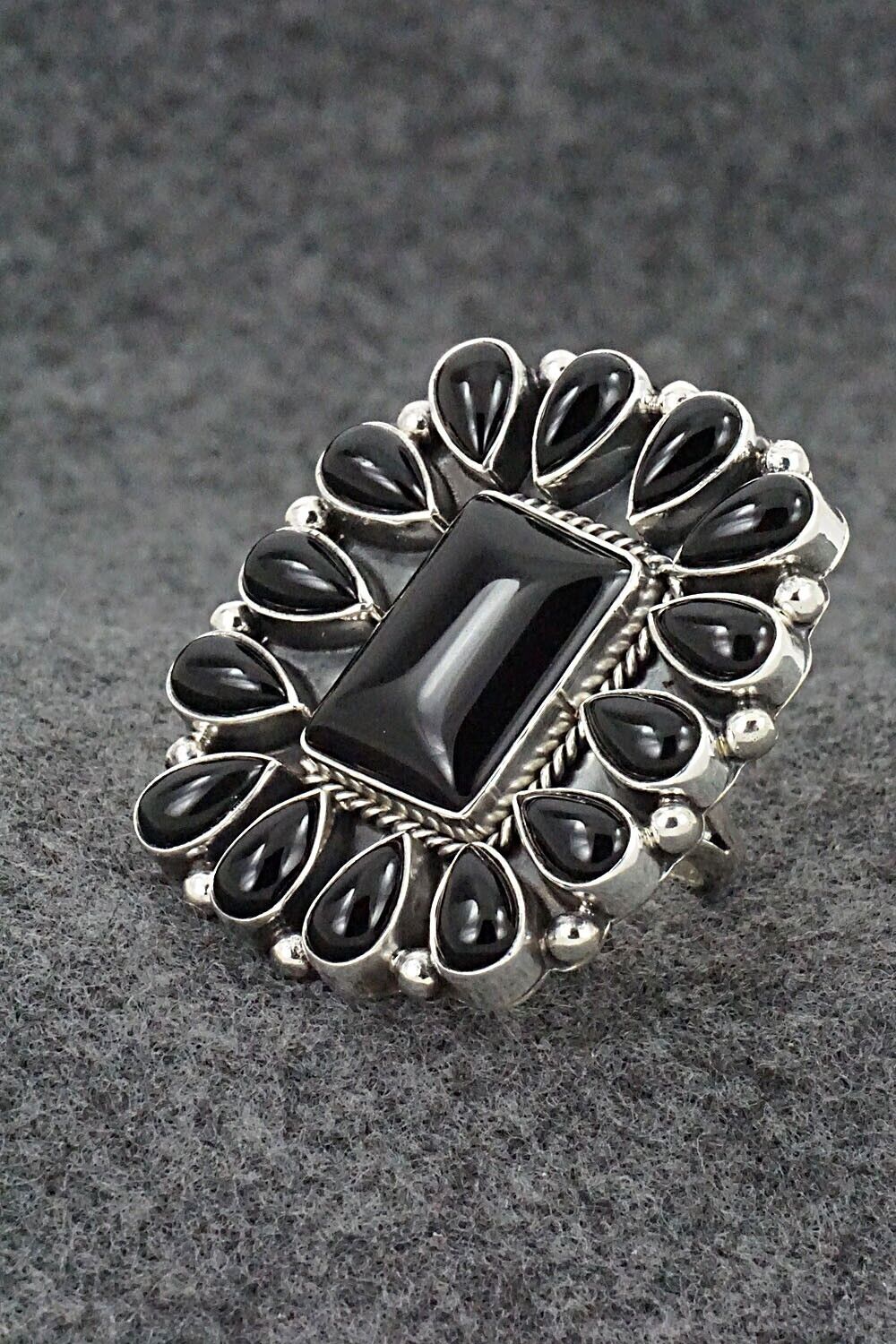 Onyx & Sterling Silver Ring - Verley Betone - Size 7.75