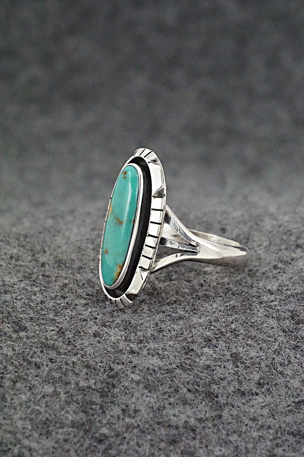 Turquoise & Sterling Silver Ring - Amos Begay - Size 7.25