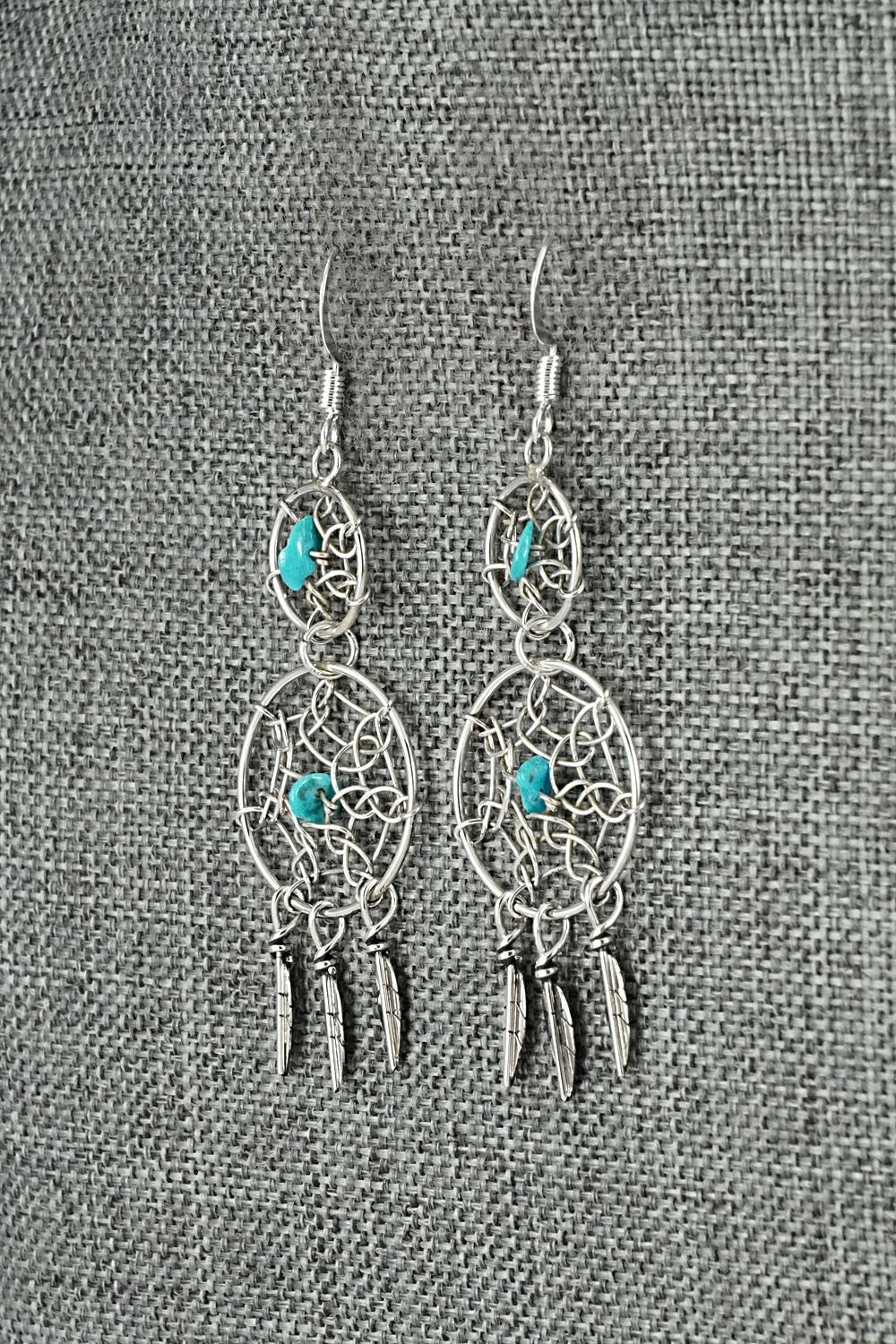 Turquoise & Sterling Silver Earrings - Lorenzo Arviso Jr.