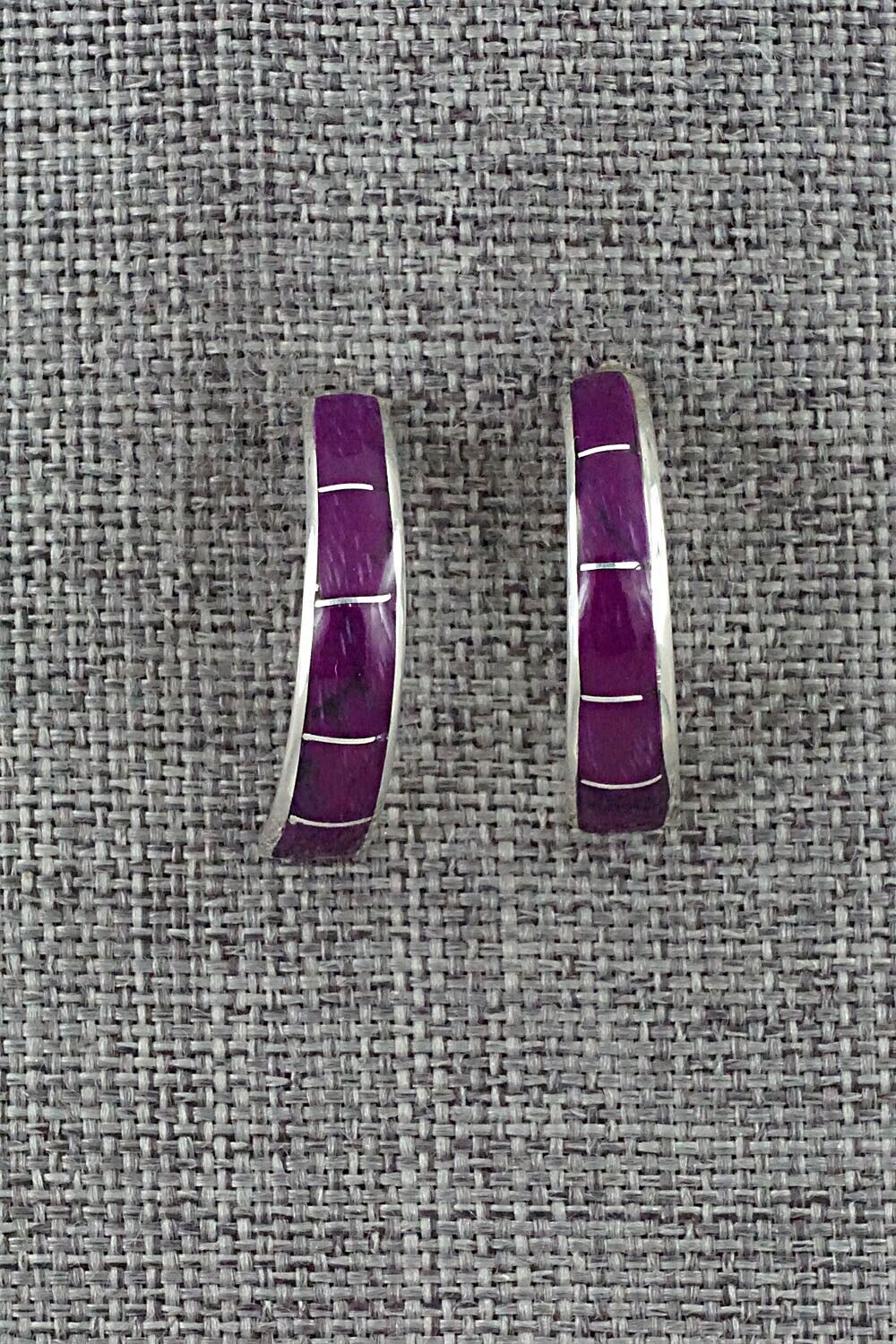 Spiny Oyster & Sterling Silver Earrings - Richard Edaakie