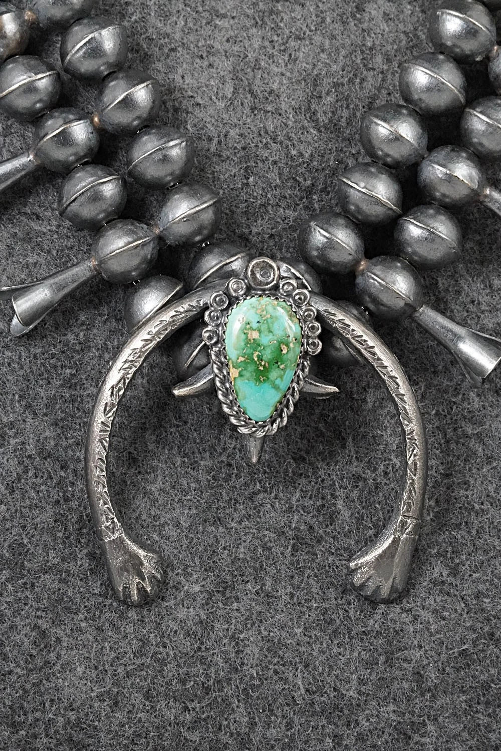 Turquoise & Sterling Silver Squash Blossom Set - Gilbert Martin