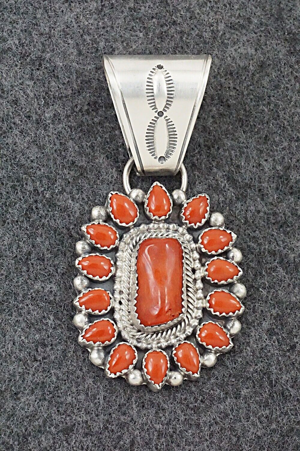 Coral & Sterling Silver Pendant - Tom Lewis