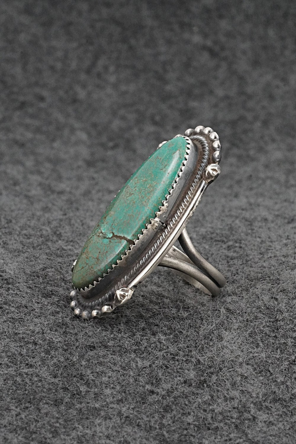 Turquoise & Sterling Silver Ring - Leslie Nez - Size 9.5