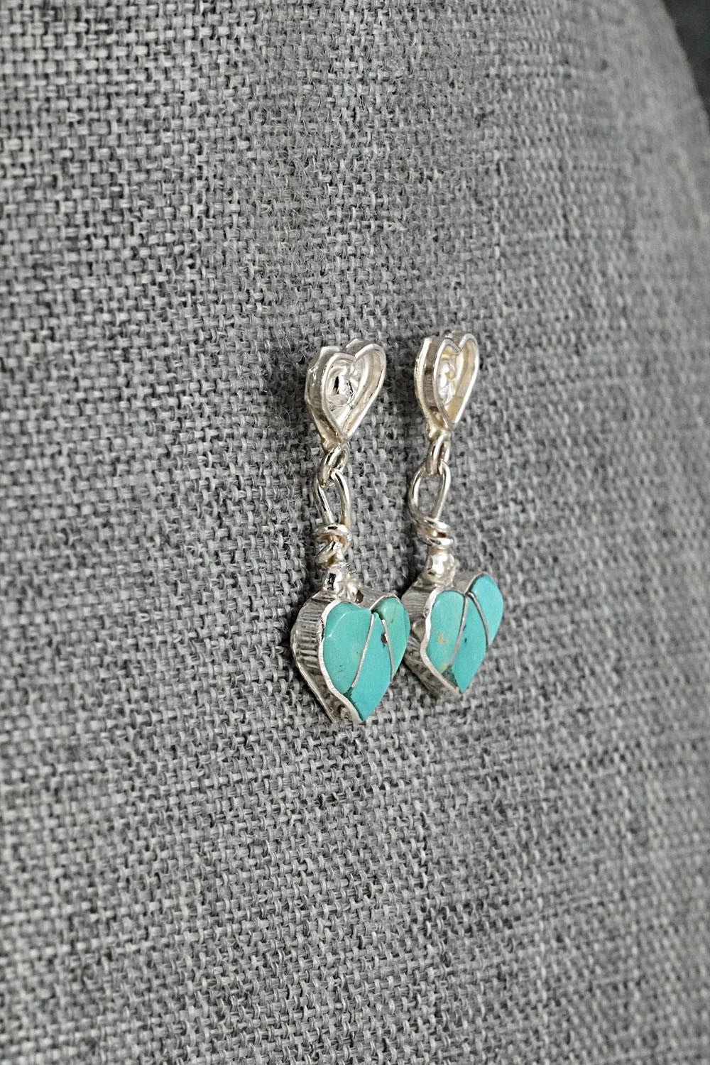 Turquoise & Sterling Silver Inlay Earrings - Ola Eriacho