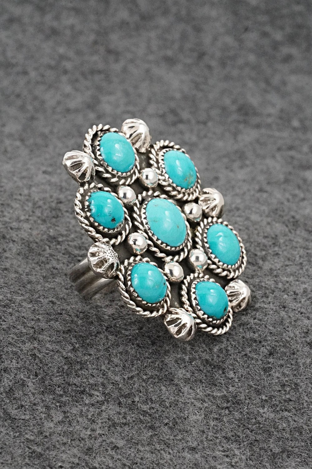 Turquoise & Sterling Silver Ring - Darius Arviso - Size 8, Adj.