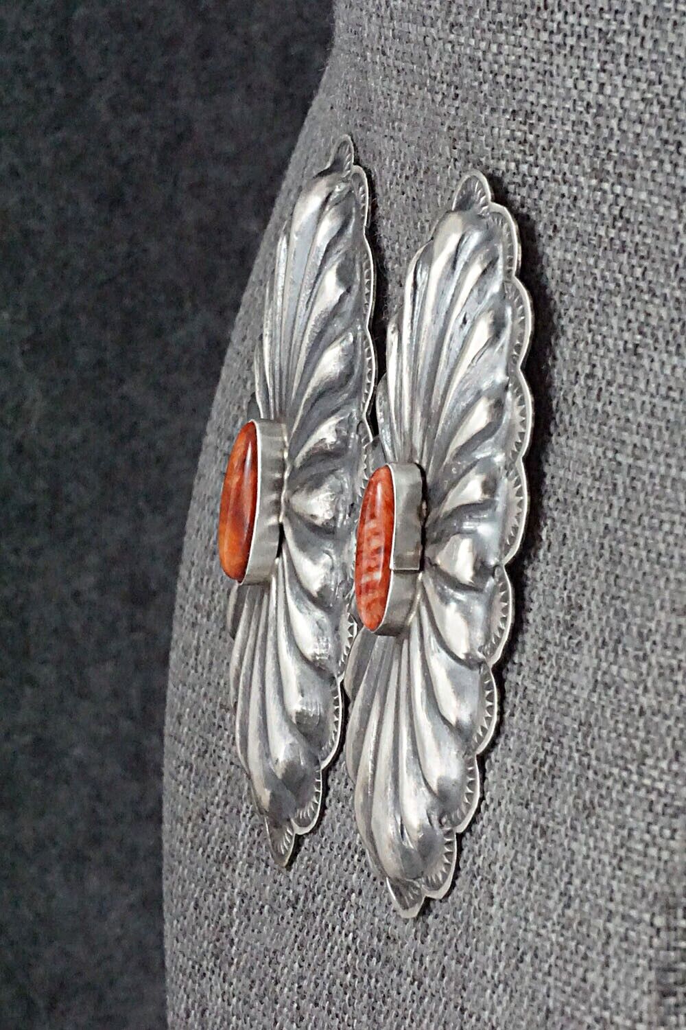 Spiny Oyster and Sterling Silver Earrings - Rita Lee