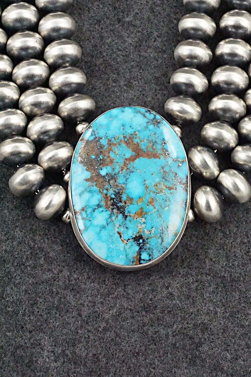 Turquoise & Navajo Pearl Sterling Silver Necklace - Alice Johnson