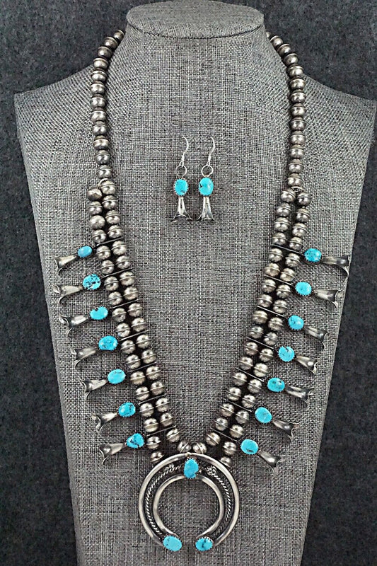 Turquoise & Sterling Silver Squash Blossom Set - Marie Kirlie