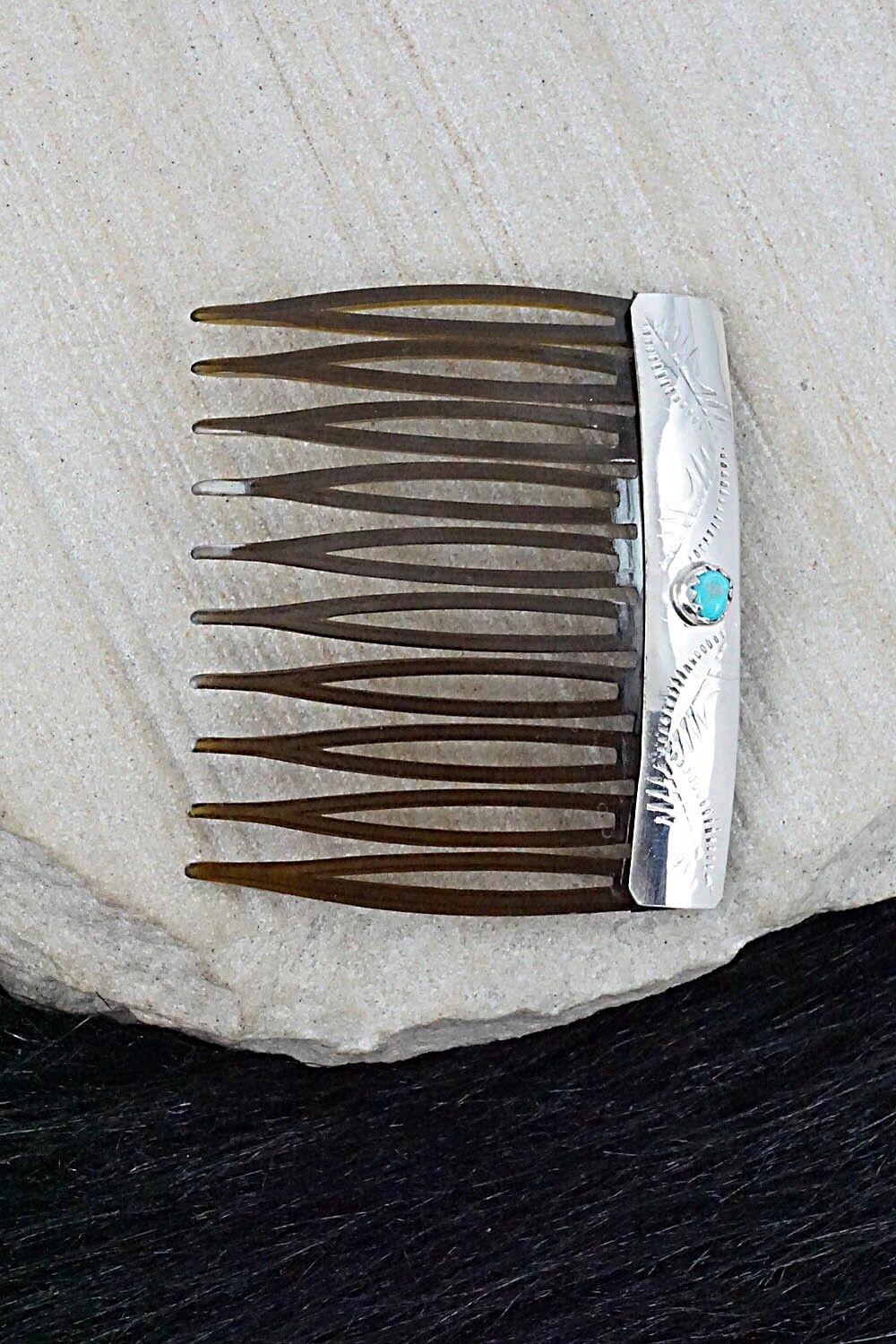 Turquoise & Sterling Silver Hair Combs - Randall Dalgai