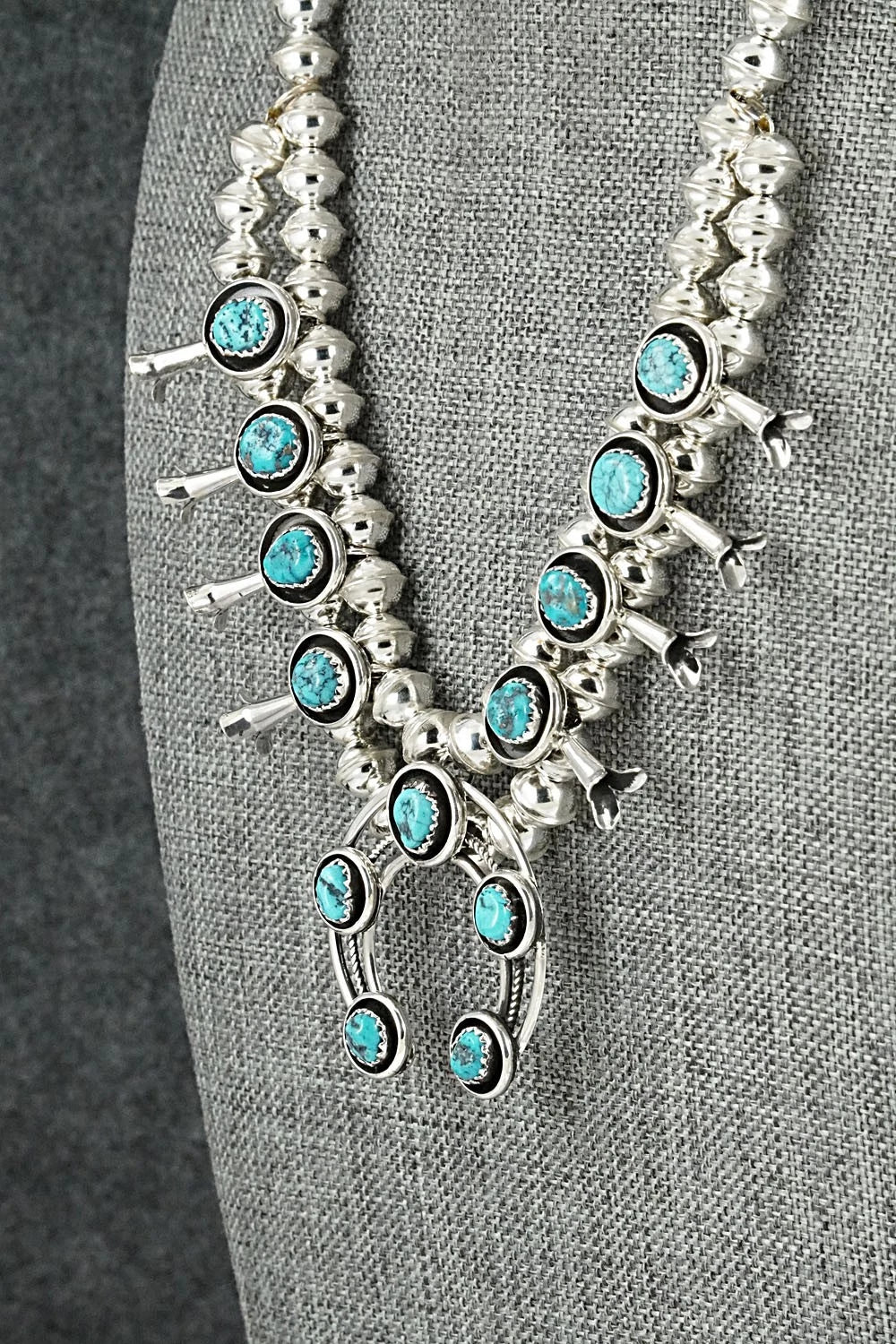 Turquoise & Sterling Silver Squash Blossom Set - Phil Garcia