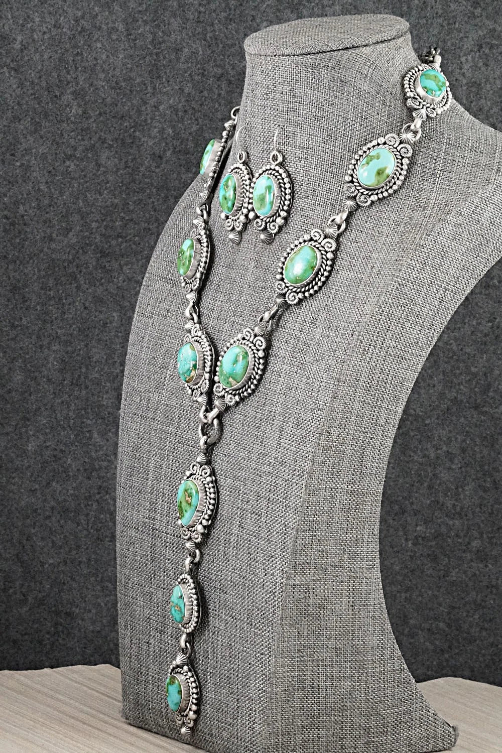 Turquoise & Sterling Silver Necklace and Earrings Set - Rosita Calladitto