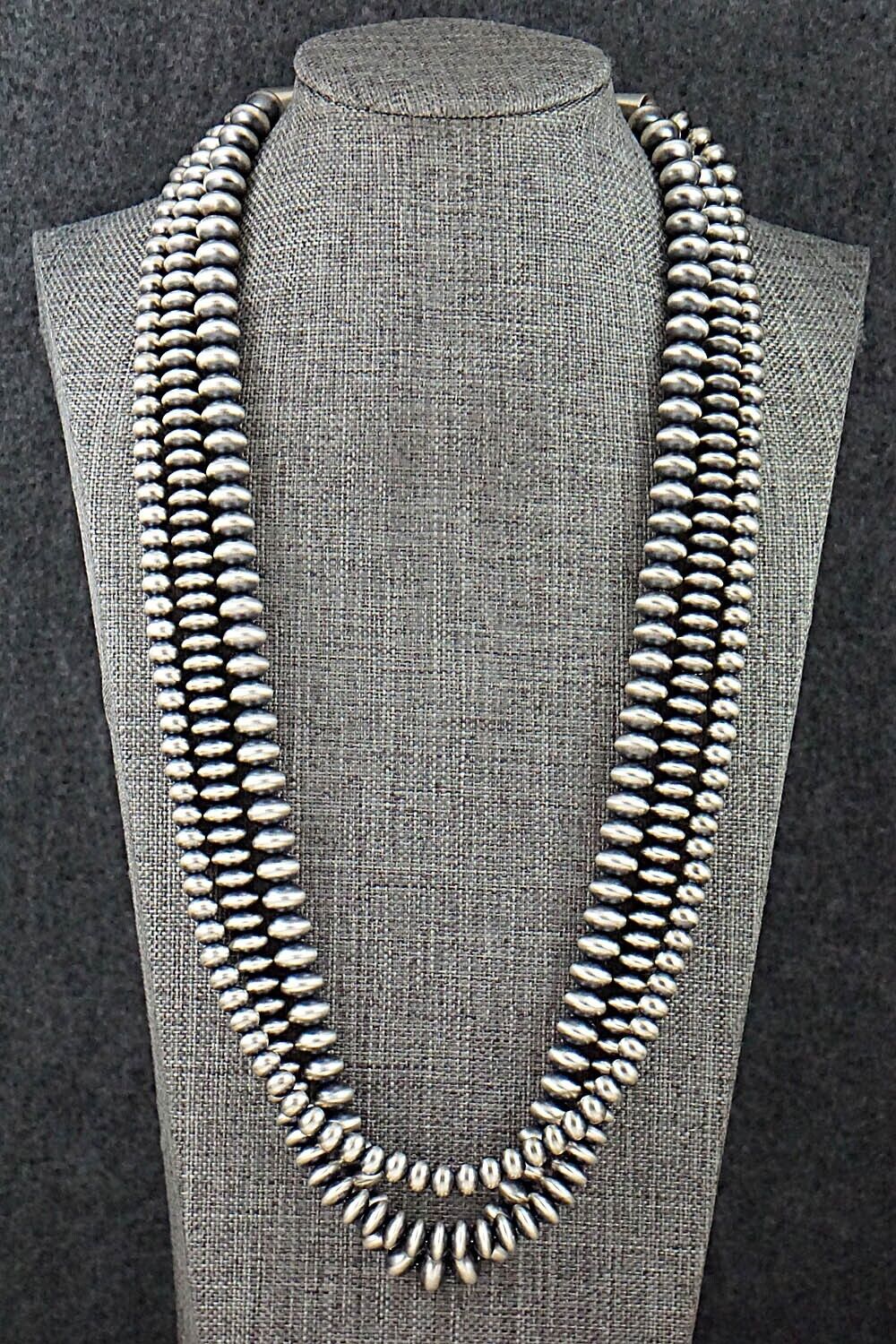 Sterling Silver Navajo Pearl Necklace 24" - Dorinda Mariano