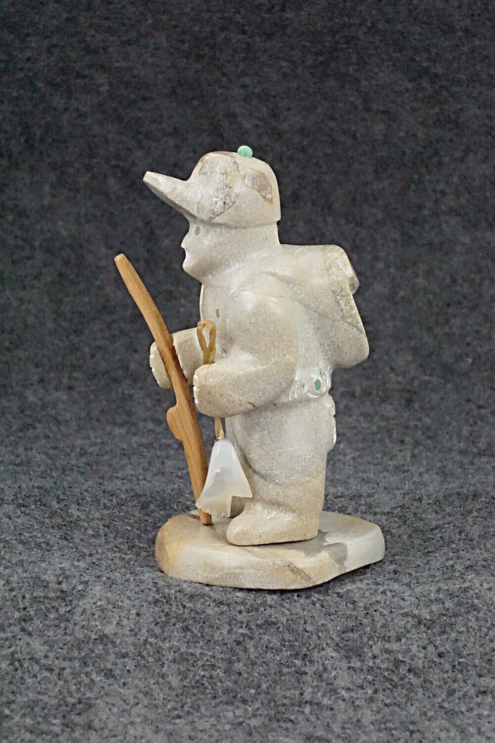 Boy with Fishing Pole Zuni Fetish Carving - Enrike Leekya