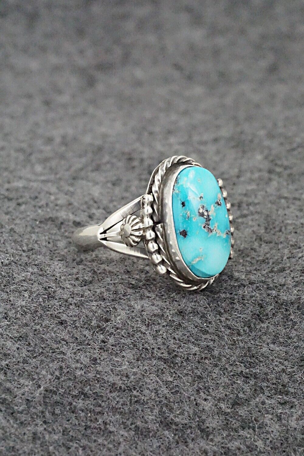 Turquoise & Sterling Silver Ring - Samuel Yellowhair - Size 7.75