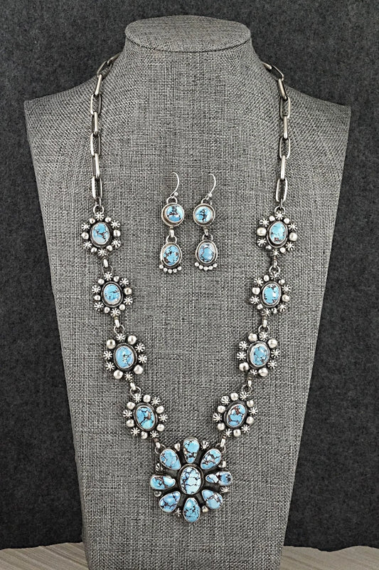 Turquoise & Sterling Silver Necklace and Earrings Set - Kathleen Livingston