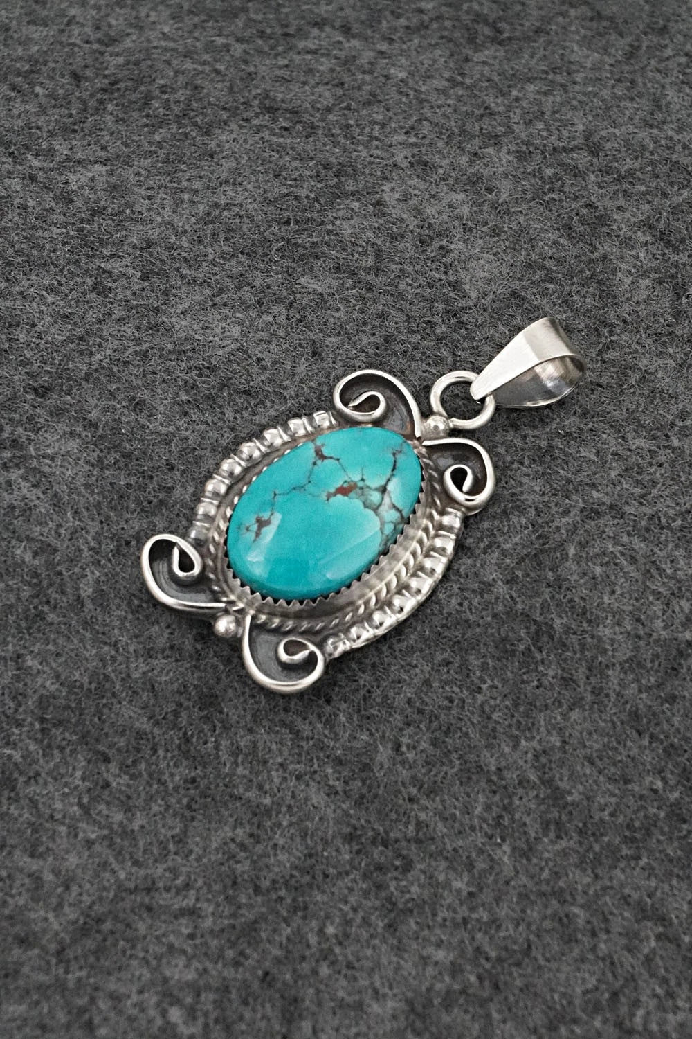 Turquoise and Sterling Silver Pendant - Leslie Nez
