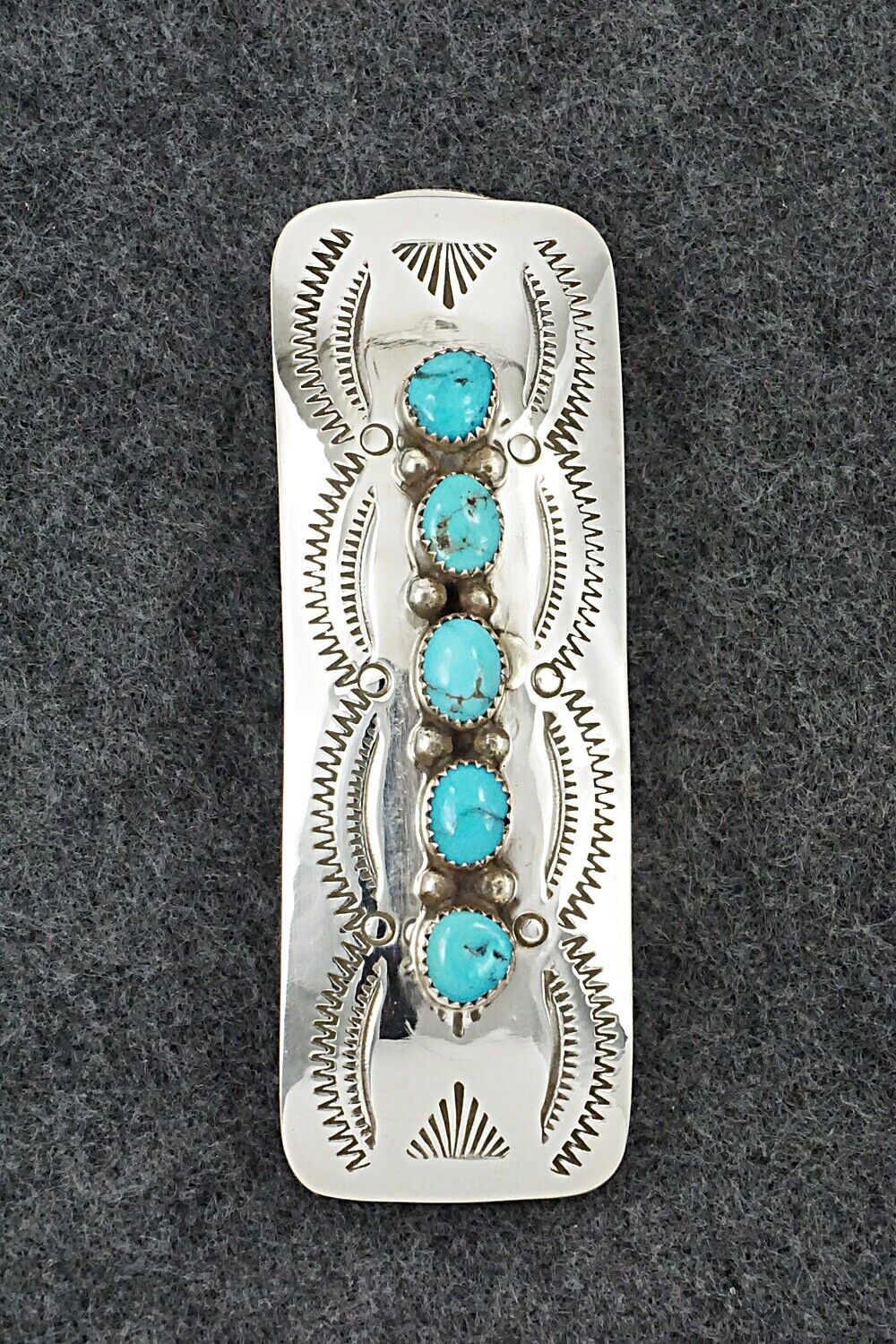 Turquoise & Sterling Silver Hair Barrette - Jolene Yazzie