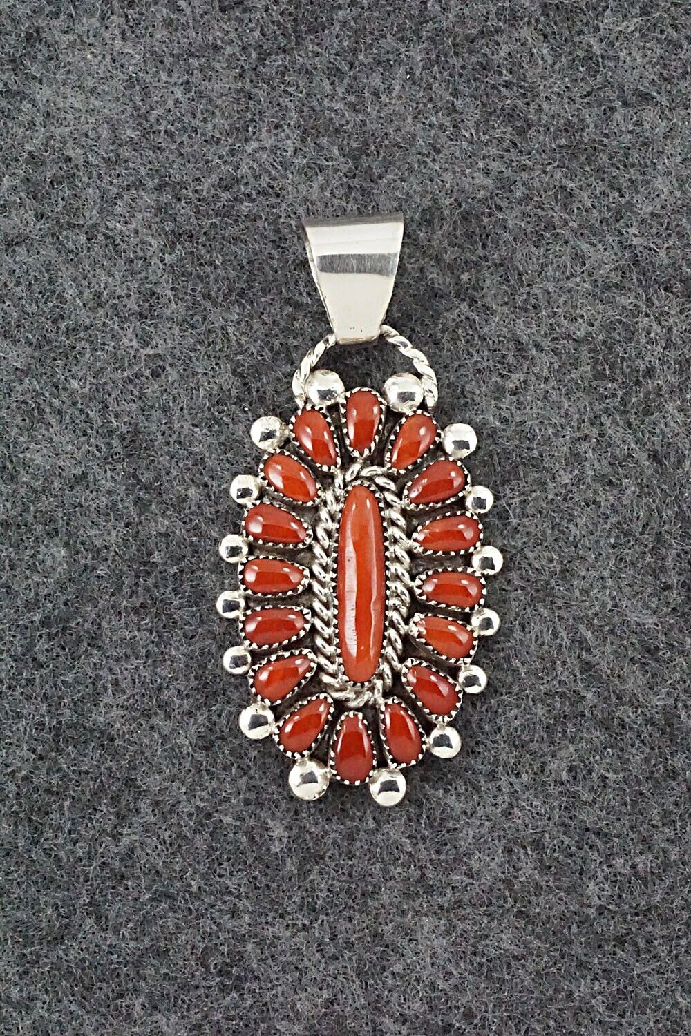Coral & Sterling Silver Pendant - Lorraine Waatsa