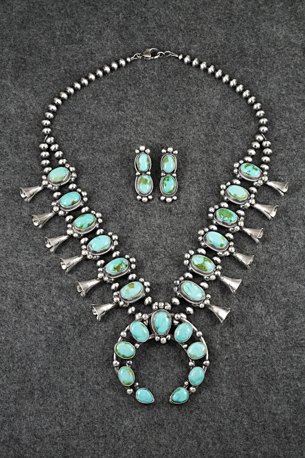 Turquoise & Sterling Silver Squash Blossom Set - Darrin Livingston