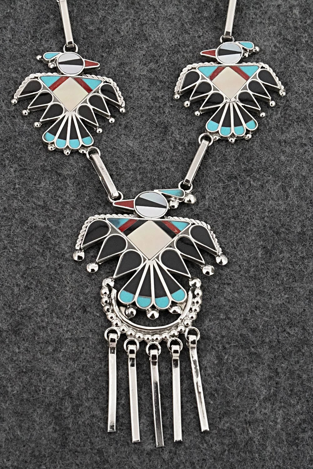 Multi-Stone & Sterling Silver Inlay Necklace Set - Adrian Wallace