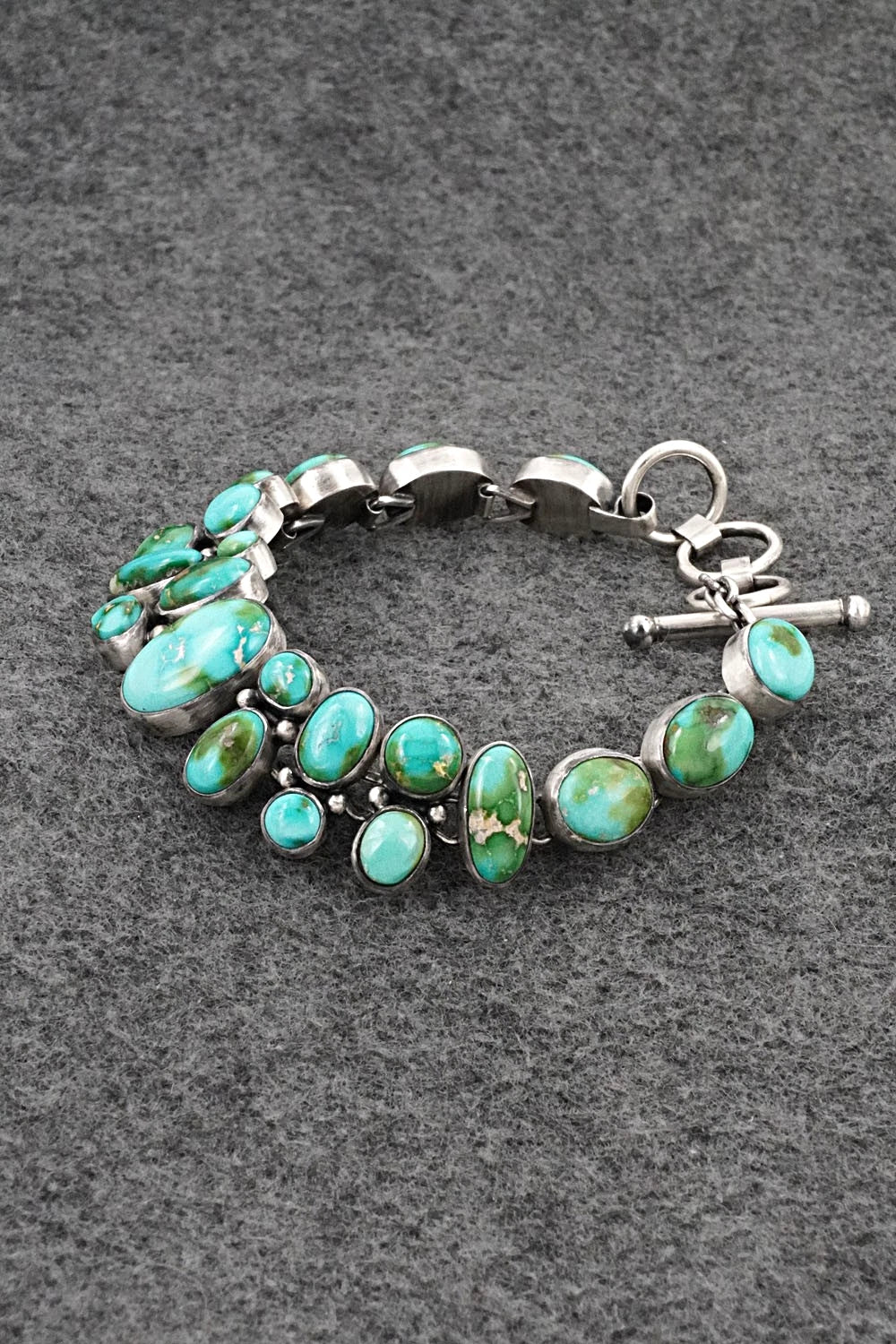 Turquoise & Sterling Silver Link Bracelet - Loretta Delgarito