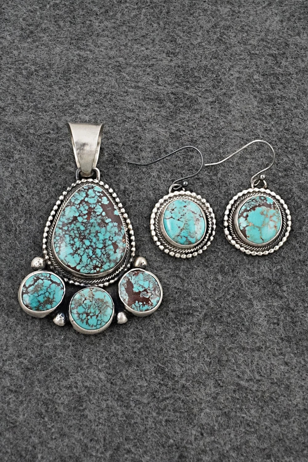 Turquoise & Sterling Silver Pendant and Earrings Set - Bobby Johnson