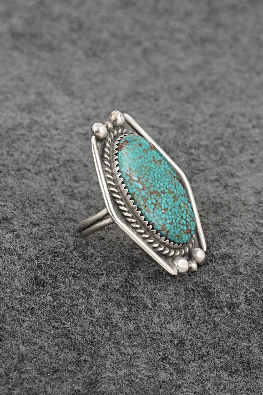 Turquoise & Sterling Silver Ring - Leslie Nez - Size 6.75