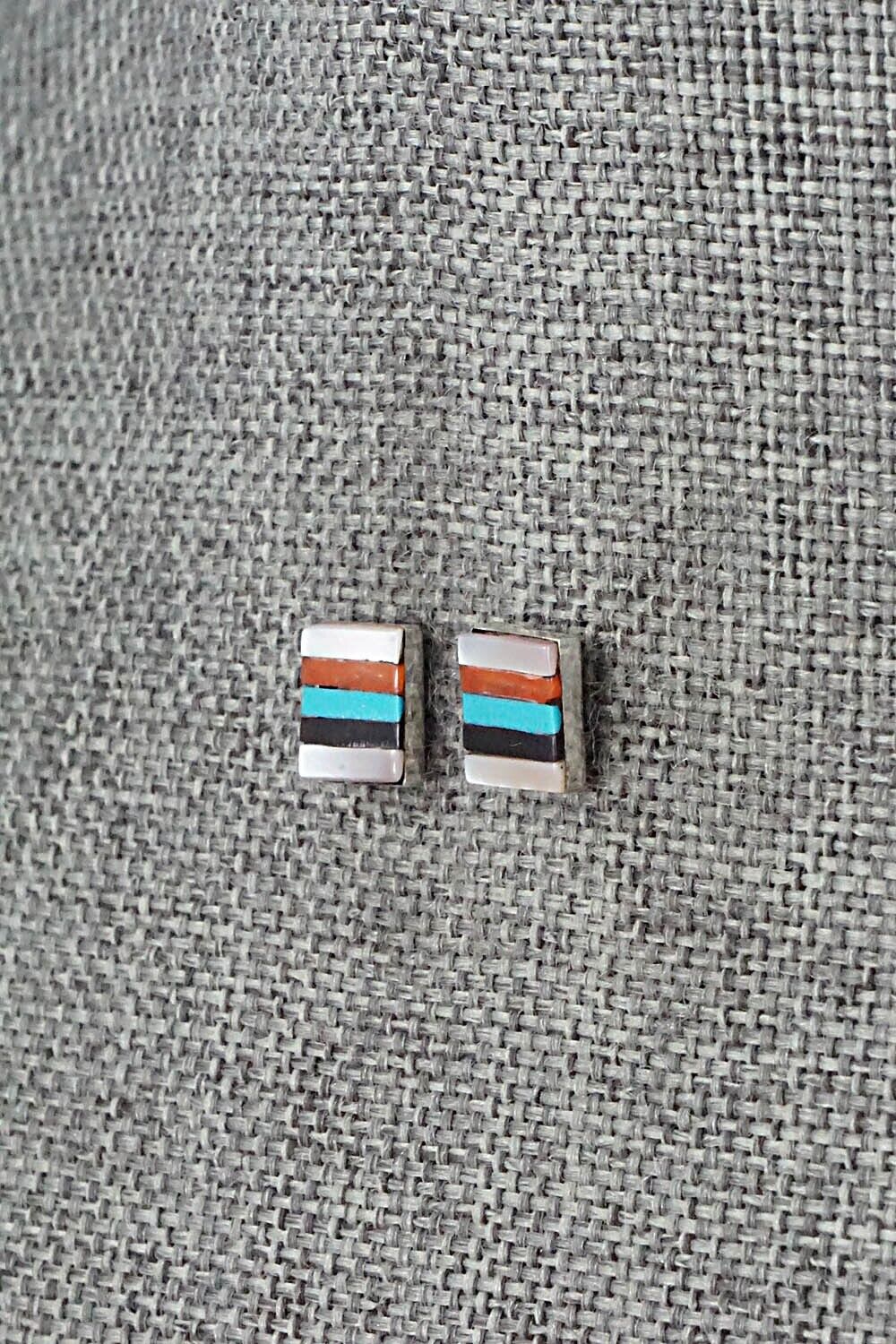 Multi-Stone & Sterling Silver Inlay Earrings - Preston Walela