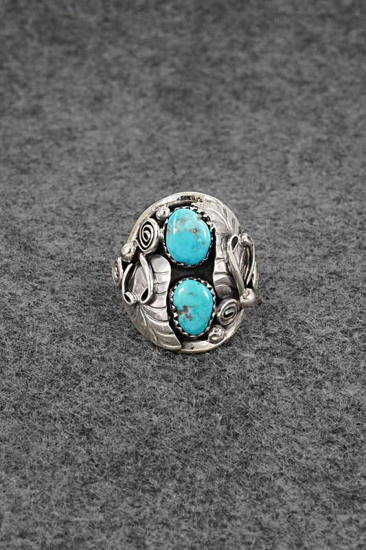 Turquoise & Sterling Silver Ring - Lorraine Brown - Size 10.75