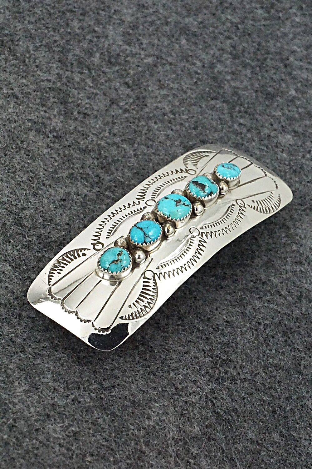 Turquoise & Sterling Silver Hair Barrette - Jolene Yazzie