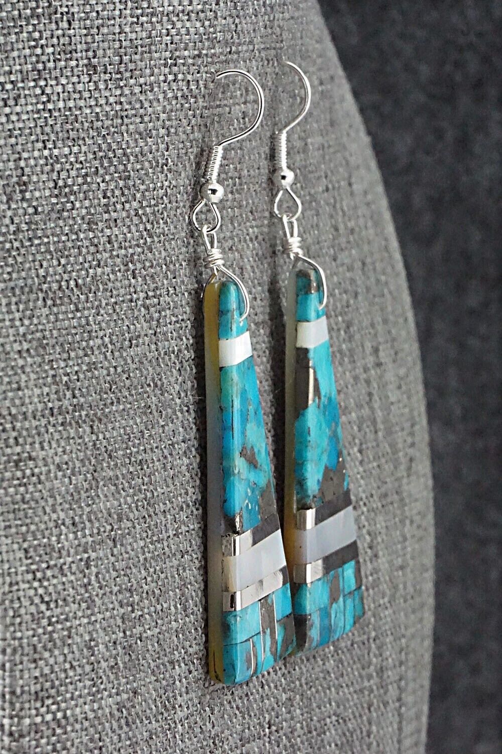 Turquoise, Mother of Pearl & Sterling Silver Earrings - Daniel Coriz