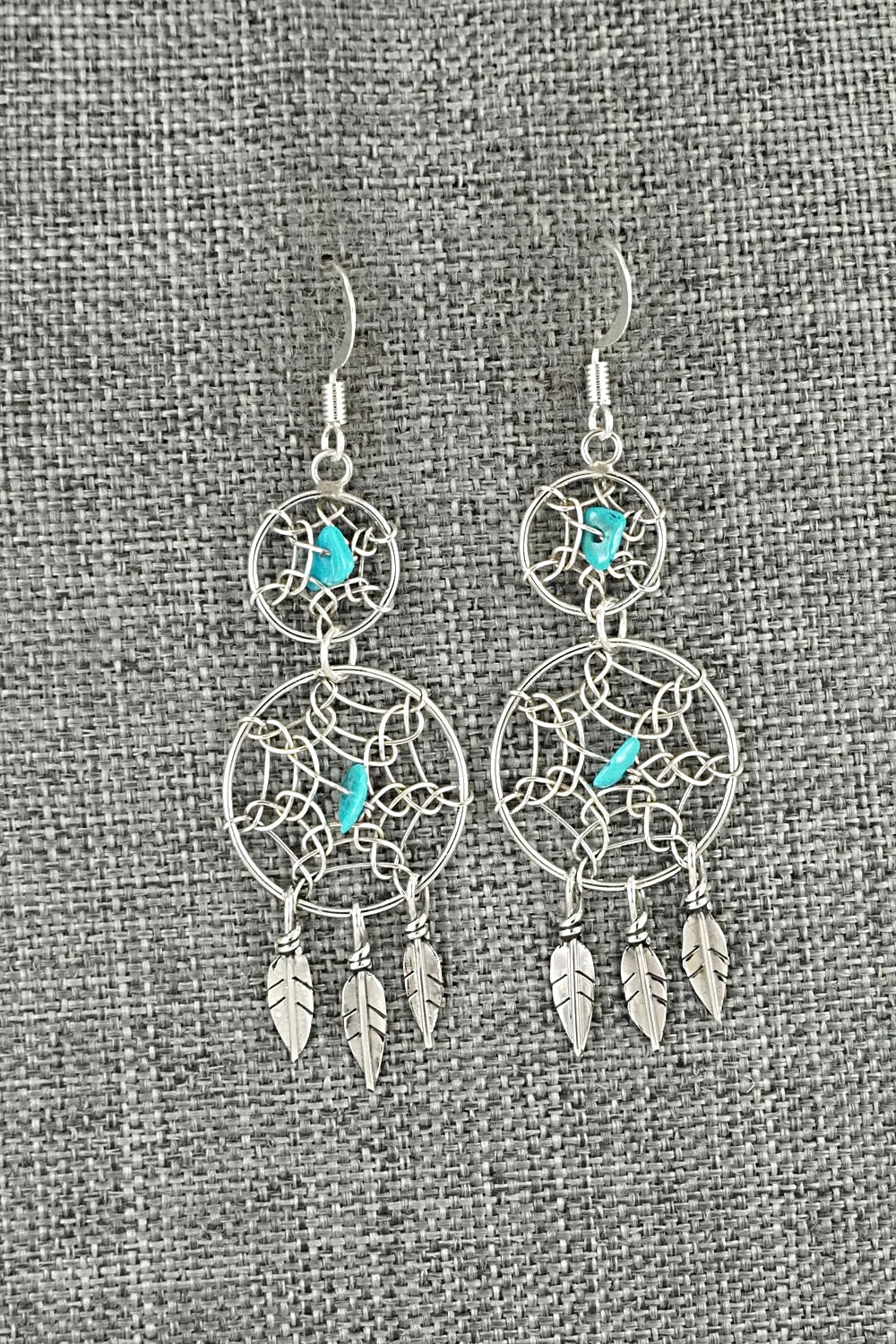 Turquoise & Sterling Silver Earrings - Lorenzo Arviso Jr.