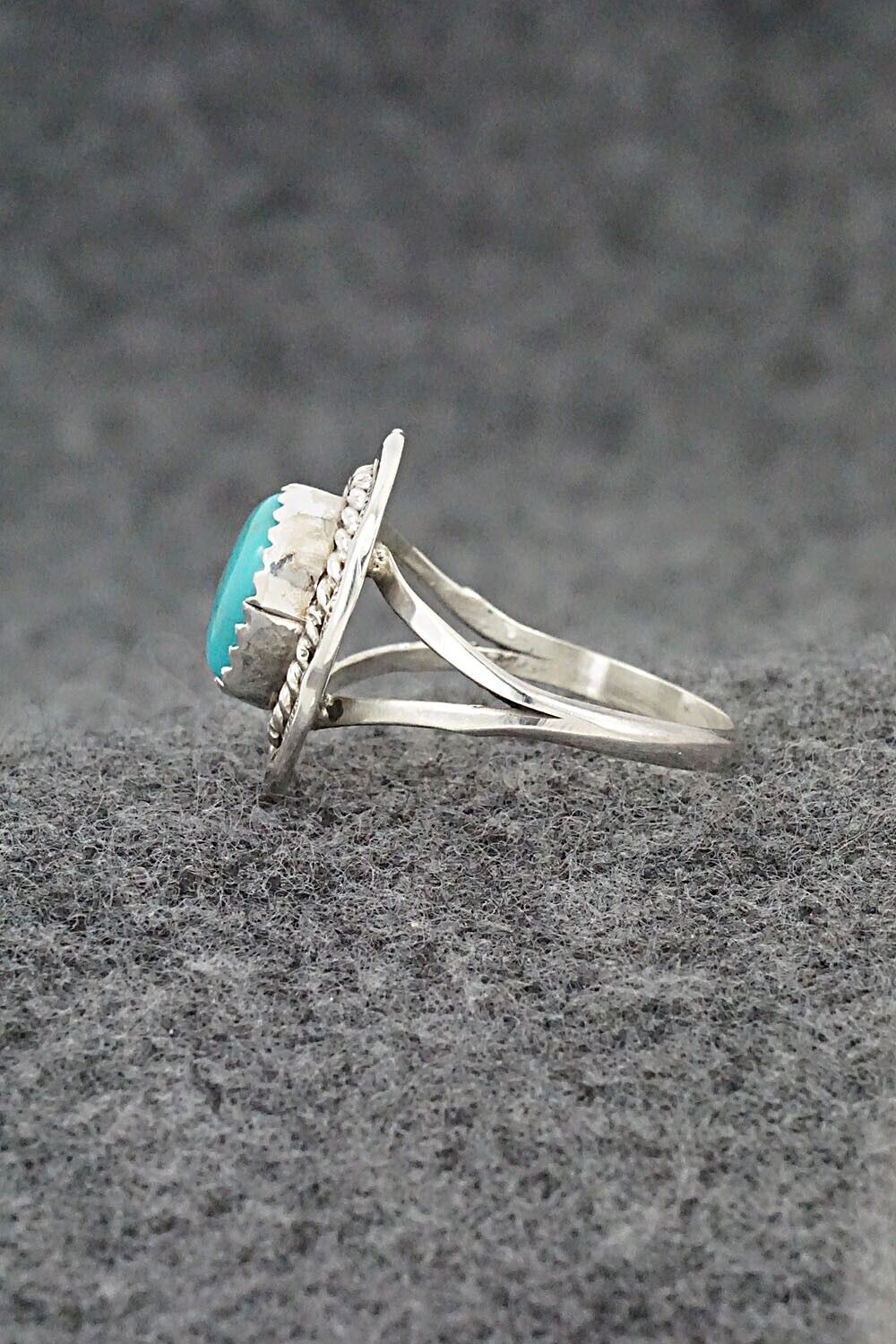 Turquoise & Sterling Silver Ring - Freda Martinez - Size 8