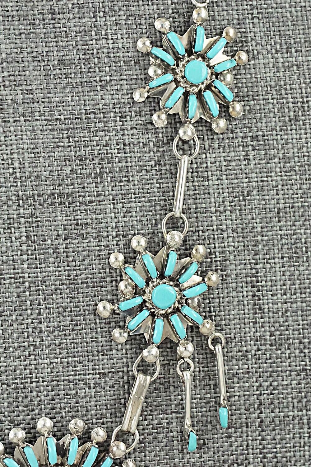Turquoise & Sterling Silver Necklace and Earrings Set - Keith Leekity