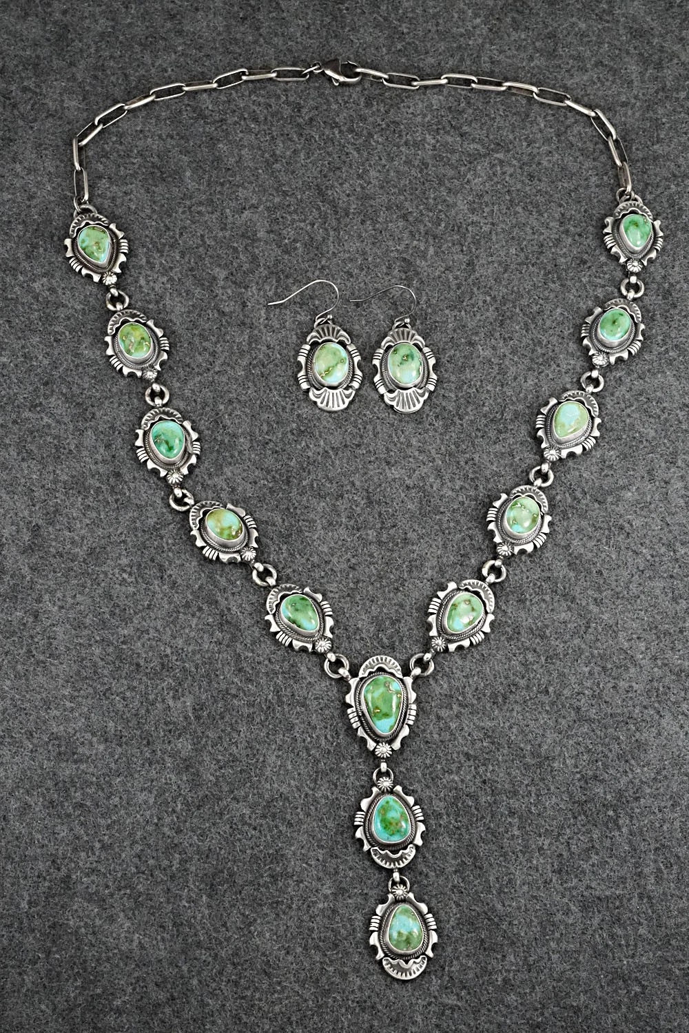 Turquoise & Sterling Silver Necklace and Earrings Set - Jackson Hoskie