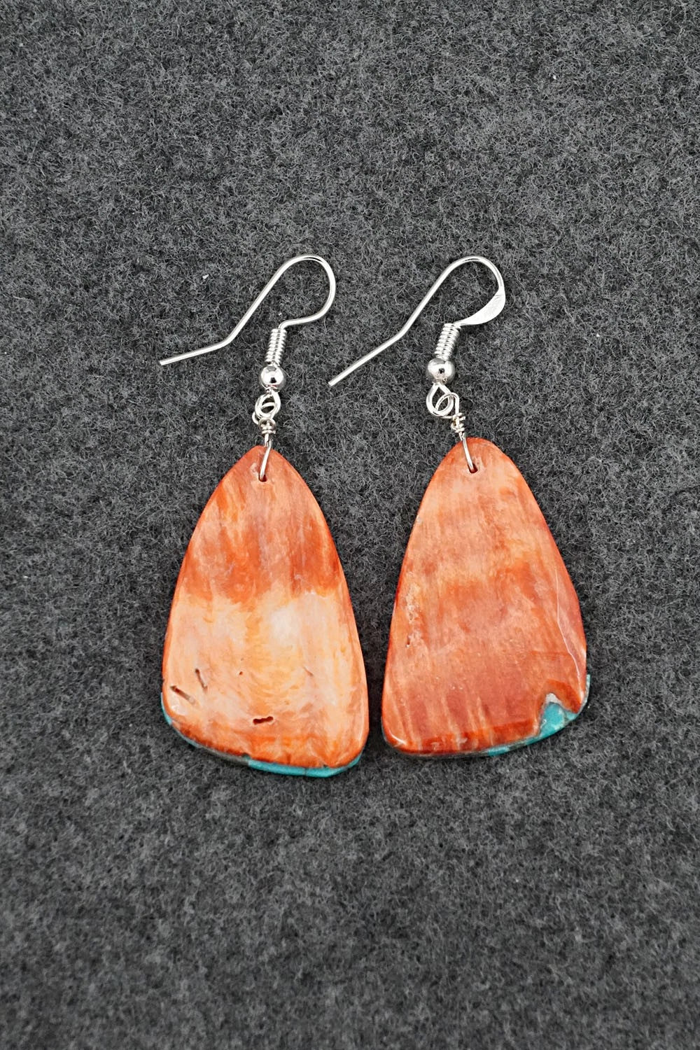 Spiny Oyster, Turquoise & Sterling Silver Earrings - Louise Pete