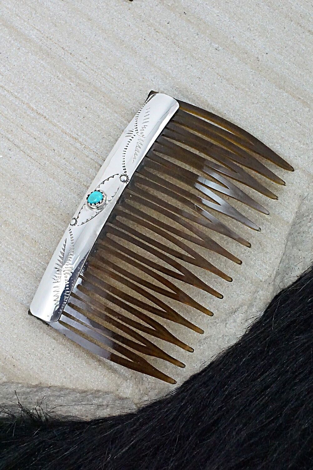 Turquoise & Sterling Silver Hair Combs - Randall Dalgai