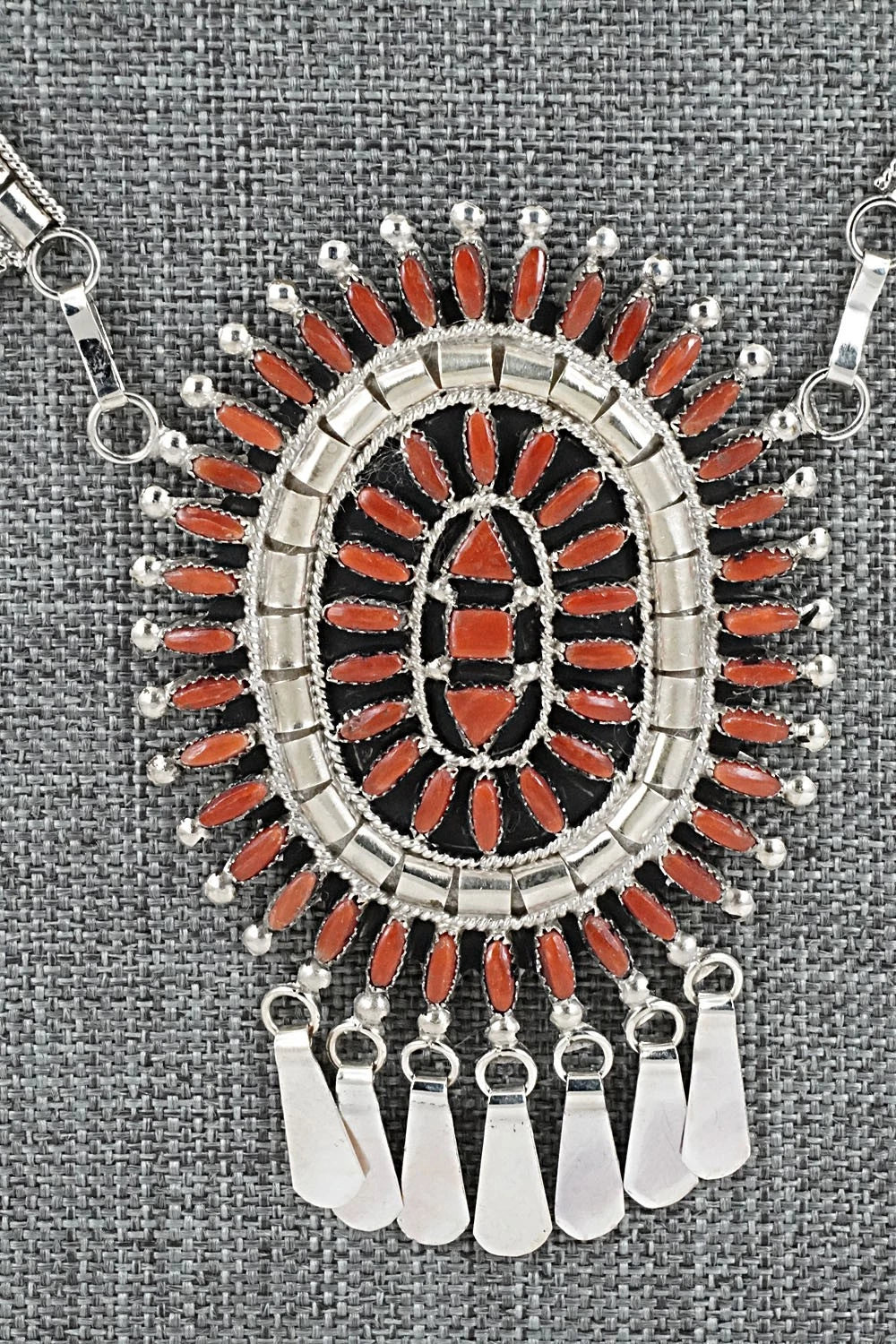 Coral & Sterling Silver Necklace Set - Evonne Hustito