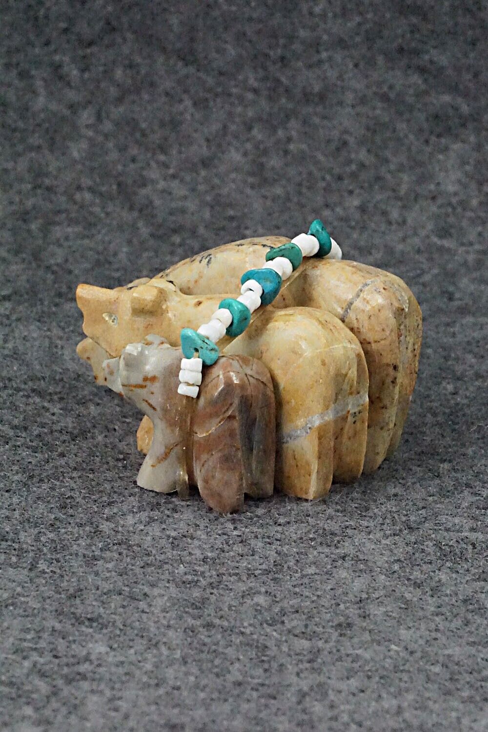 Bear Family Zuni Fetish Carving - Tim Lementino